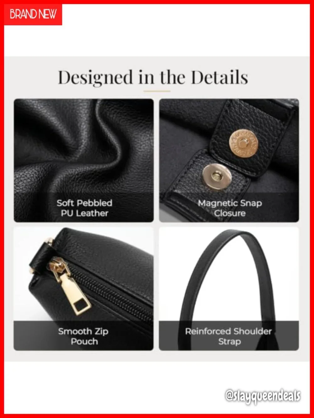 2-Piece Hobo Tote Set for Women, Soft Vegan Leather Slouchy Shoulder Bag for